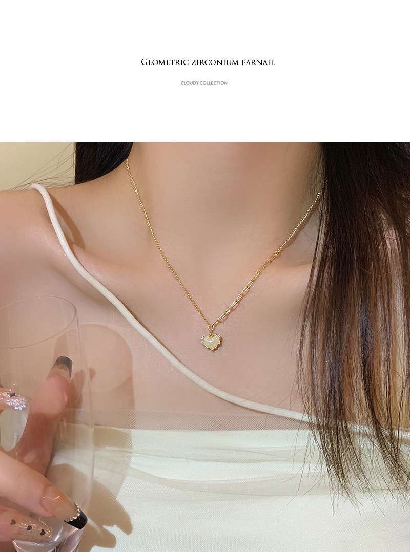 雅图小贝新款高级设计感彩色珍珠爱心项链女轻奢小众网红同款锁骨链X1065金